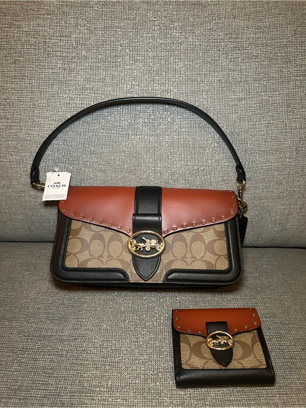 Coach Georgie Shoulder Bag In Original Canvas + Matching Wallet. NWT